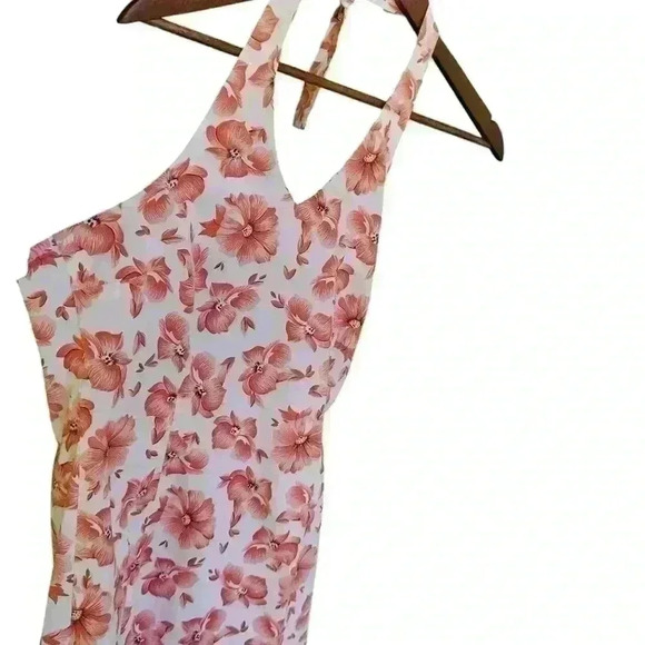 Y2K Vintage Merona Pink and White Floral Halter Dress - Picture 4 of 6
